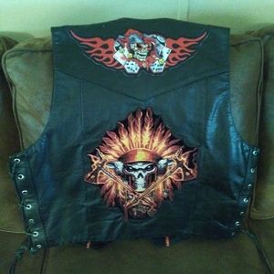 Leather biker vest
